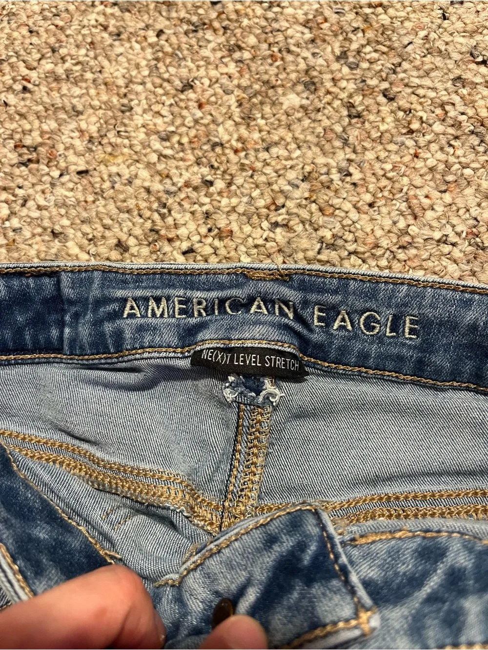 American Eagle Ne(xt) Level Stretch Super High-Rise Flare Blue Jeans - Picture 5 of 11